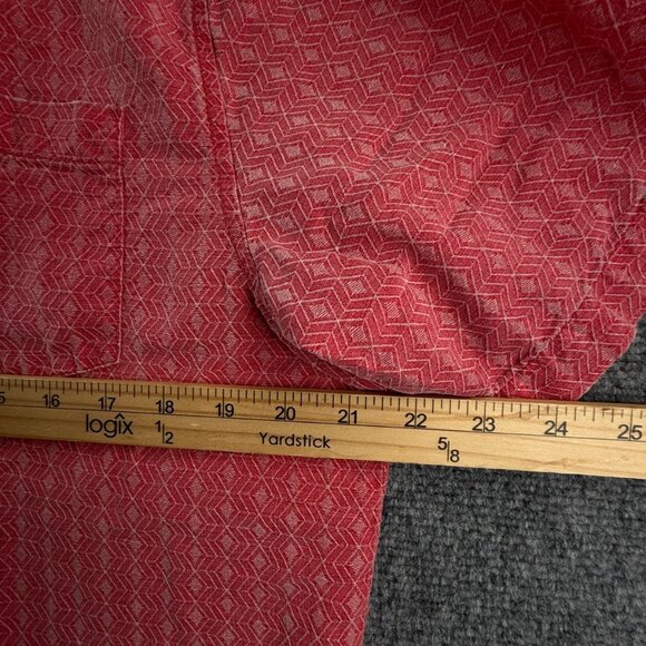 Tommy Bahama Silk Short Sleeve Red Medium Herringbone Hawaiian Beach Button Up - Picture 6 of 15
